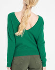 MIA 7 Emerald green cashmere V-neck sweater