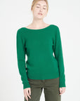 MIA 7 Emerald green cashmere V-neck sweater