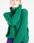 MIA 9 10-thread cashmere chimney-neck sweater emerald green