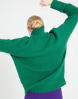 MIA 9 10-thread cashmere chimney-neck sweater emerald green