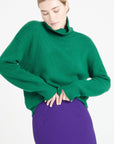 MIA 9 10-thread cashmere chimney-neck sweater emerald green