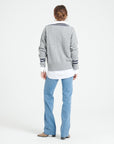 MIA 10 Cashmere V-neck sweater, 6-ply cable knit, light grey