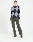 MIA 12 Round-neck cashmere sweater with two-tone jacquard pattern