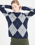 MIA 12 Round-neck cashmere sweater with two-tone jacquard pattern