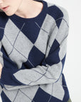 MIA 12 Round-neck cashmere sweater with two-tone jacquard pattern