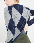 MIA 12 Round-neck cashmere sweater with two-tone jacquard pattern