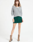 MIA 13 V-neck cashmere cardigan short-sleeved rib knit light grey