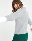 MIA 13 V-neck cashmere cardigan short-sleeved rib knit light grey