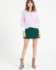 MIA 13 V-neck cashmere cardigan short sleeves ribbed lilac