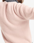 MIA 13 V-neck cashmere cardigan short-sleeved rib knit powder pink