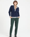 MIA 14 V-neck cashmere ribbed cardigan navy blue