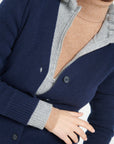 MIA 14 V-neck cashmere ribbed cardigan navy blue