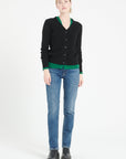 MIA 14 V-neck cashmere ribbed cardigan, black