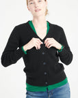 MIA 14 V-neck cashmere ribbed cardigan, black