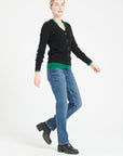 MIA 14 V-neck cashmere ribbed cardigan, black