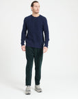 ZACH 1 6-thread cashmere cable-knit round-neck sweater navy blue