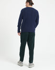 ZACH 1 6-thread cashmere cable-knit round-neck sweater navy blue