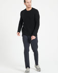 ZACH 1 Round-neck cashmere 6-thread-count sweater, black