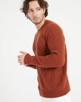 ZACH 1 Cashmere 6-thread-count terracotta cable-knit round-neck sweater