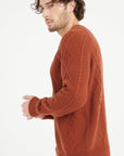 ZACH 1 Cashmere 6-thread-count terracotta cable-knit round-neck sweater