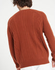 ZACH 1 Cashmere 6-thread-count terracotta cable-knit round-neck sweater