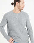 ZACH 1 6-thread cashmere cable-knit round-neck sweater light grey