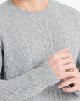 ZACH 1 6-thread cashmere cable-knit round-neck sweater light grey