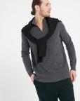 ZACH 2 Charcoal grey cashmere zip-up funnel-neck sweater