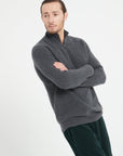 ZACH 2 Charcoal grey cashmere zip-up funnel-neck sweater