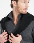 ZACH 2 Charcoal grey cashmere zip-up funnel-neck sweater