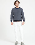 ZACH 3 Round-neck cashmere sweater with 4-thread jacquard pattern in two colors