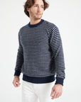 ZACH 3 Round-neck cashmere sweater with 4-thread jacquard pattern in two colors