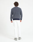 ZACH 3 Round-neck cashmere sweater with 4-thread jacquard pattern in two colors