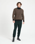 ZACH 3 Round-neck cashmere sweater with 4-thread jacquard pattern in two colors