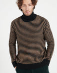 ZACH 3 Round-neck cashmere sweater with 4-thread jacquard pattern in two colors