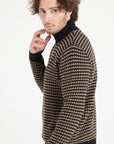 ZACH 3 Round-neck cashmere sweater with 4-thread jacquard pattern in two colors