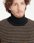 ZACH 3 Round-neck cashmere sweater with 4-thread jacquard pattern in two colors