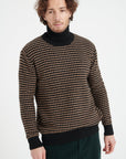 ZACH 3 Round-neck cashmere sweater with 4-thread jacquard pattern in two colors