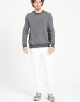 ZACH 3 Round-neck cashmere sweater with 4-thread jacquard pattern in two colors