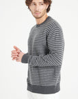 ZACH 3 Round-neck cashmere sweater with 4-thread jacquard pattern in two colors