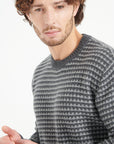 ZACH 3 Round-neck cashmere sweater with 4-thread jacquard pattern in two colors