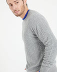 ZACH 5 Round-neck cashmere cable-knit sweater light grey