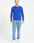 ZACH 5 Round-neck cashmere cable-knit sweater petrol blue