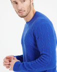 ZACH 5 Round-neck cashmere cable-knit sweater petrol blue