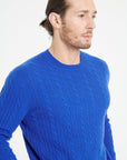 ZACH 5 Round-neck cashmere cable-knit sweater petrol blue