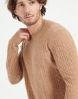 ZACH 5 Round-neck cashmere cable-knit sweater in camel