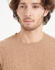 ZACH 5 Round-neck cashmere cable-knit sweater in camel