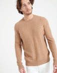 ZACH 5 Round-neck cashmere cable-knit sweater in camel