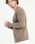 ZACH 5 Round-neck cashmere cable-knit sweater in taupe