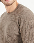 ZACH 5 Round-neck cashmere cable-knit sweater in taupe